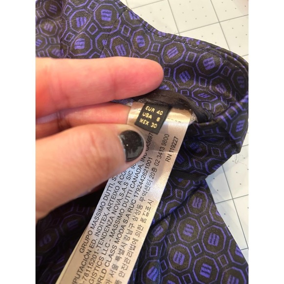Massimo Dutti purple and black geometric print pants, size 8 - Picture 4 of 9